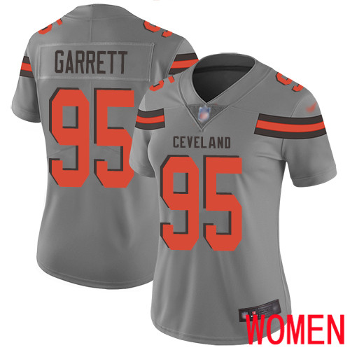 Cleveland Browns Myles Garrett Women Gray Limited Jersey #95 NFL Football Inverted Legend->women nfl jersey->Women Jersey